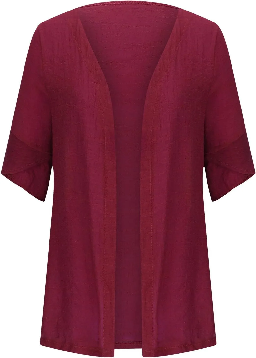 HGps8w Womens Plus Size Kimono Cardigan Loose Summer 3/4 Sleeve Beach Cover Ups Lightweight Casual Open Front Sun Shirts