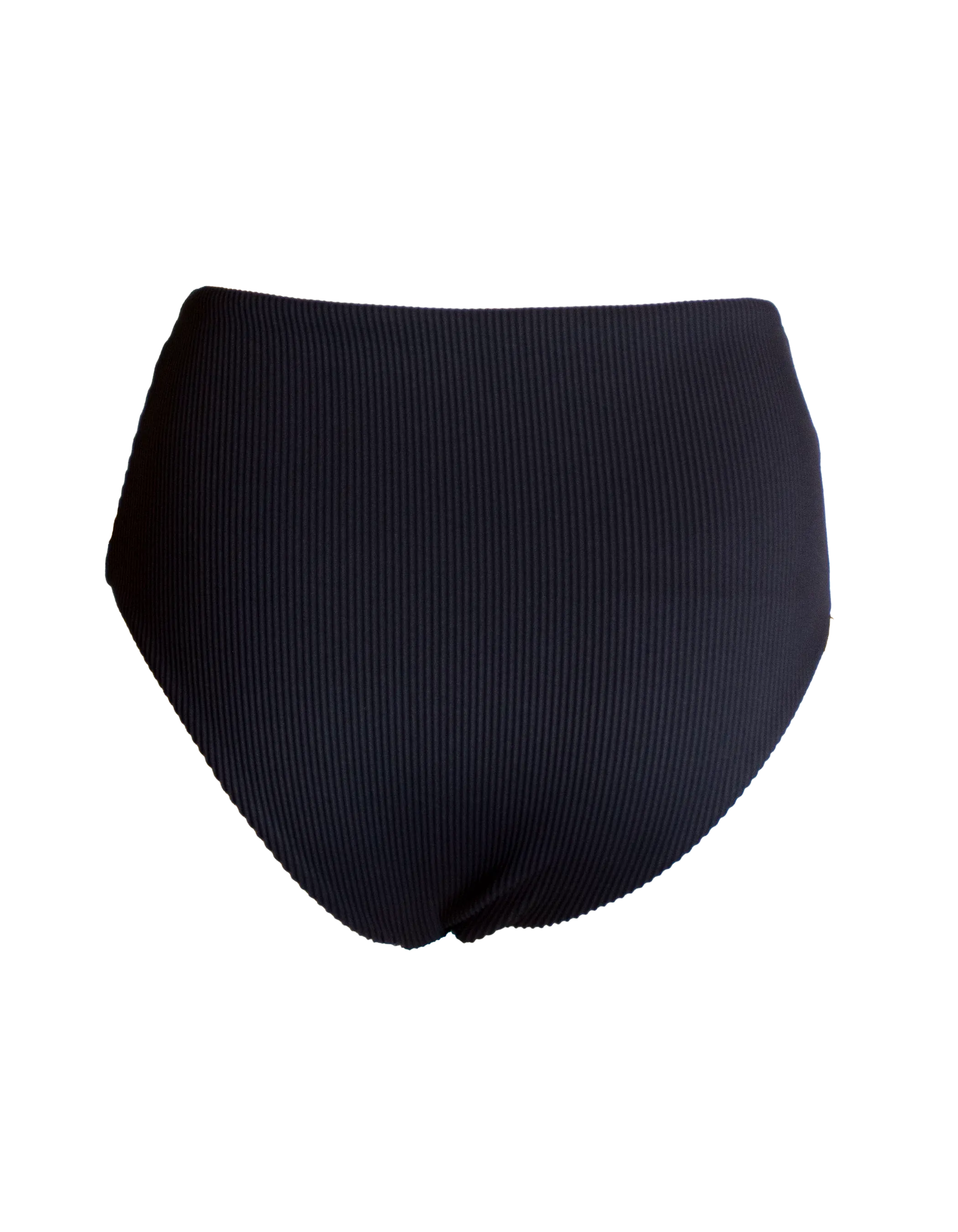 High Waist Black Womens Ribbed Bikini Bottoms