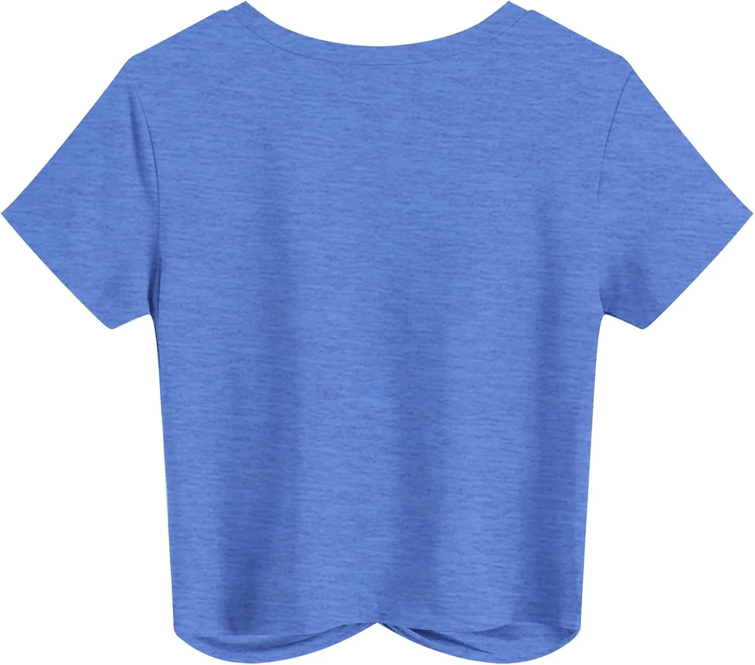 JINKESI Women's Summer Causal Short Sleeve Blouse Round Neck Crop Tops Twist Front Tee T-Shirt