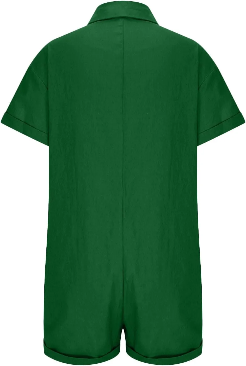 JOAU Women's Lapel Collar Button Down Cotton Linen Short Sleeve Jumpsuits Summer Casual Loose Shorts Rompers with Pockets