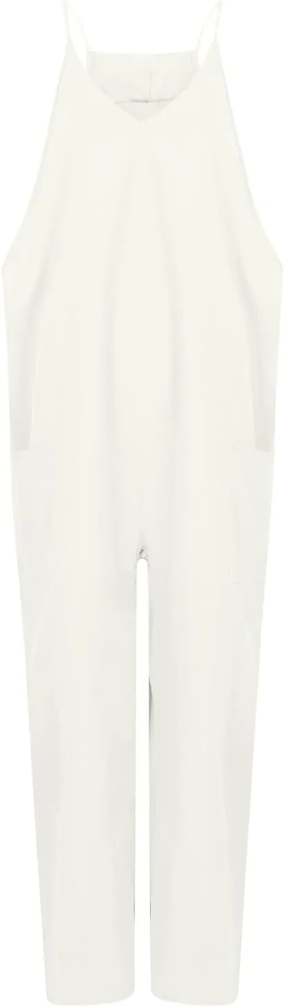 Jumpsuit for Women 2024 Casual Sleeveless Solid Colour Nine-Point Sleeveless Pants Overalls with Pockets