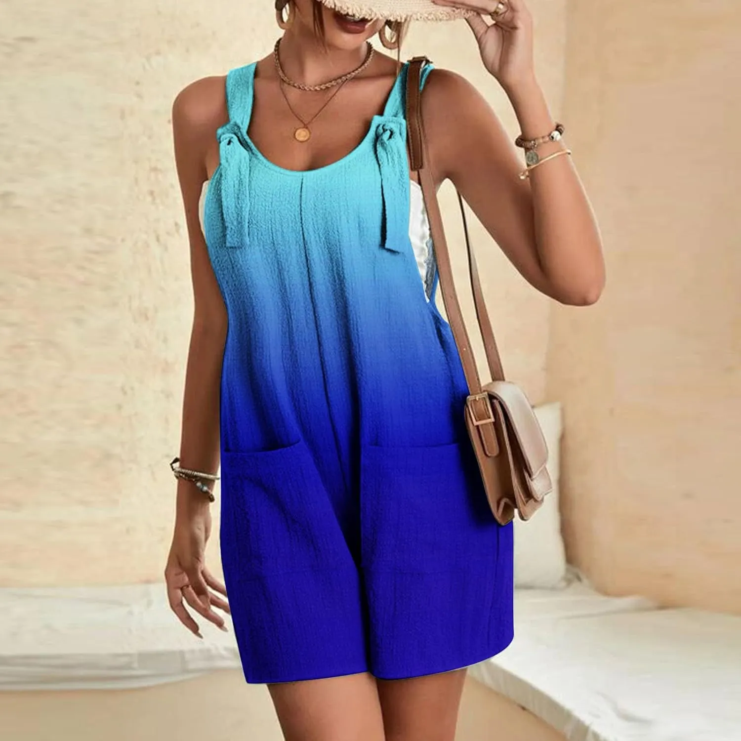 Jumpsuits for Women Dressy Summer Rompers 2025 Casual Short Overalls Romper Sexy Sleeveless Boho Suspenders Jumpsuit