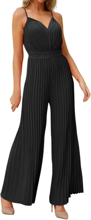Jumpsuits for Women Loose Sleeveless Casual Adjustable Spaghetti Strap Romper Stretchy Pants Jumpsuit Overalls Linen Rompers