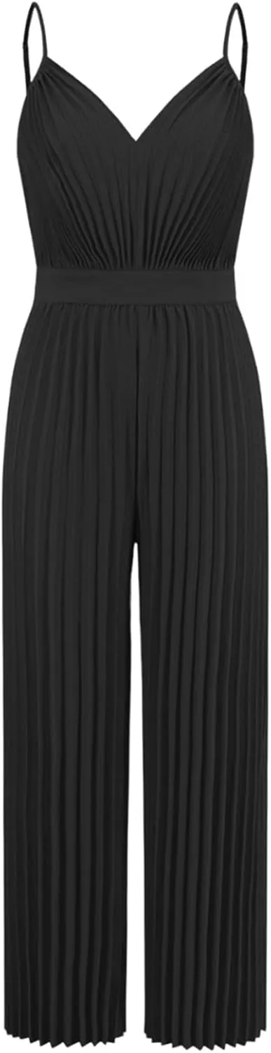 Jumpsuits for Women Loose Sleeveless Casual Adjustable Spaghetti Strap Romper Stretchy Pants Jumpsuit Overalls Linen Rompers