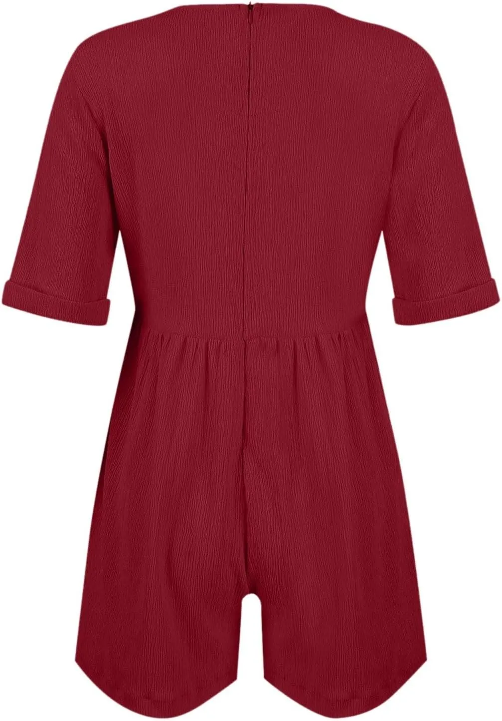 Jumpsuits for Women Summer Casual Loose V Neck Short Sleeve Jumpsuits Linen Trendy Comfy Shorts Rompers with Pockets