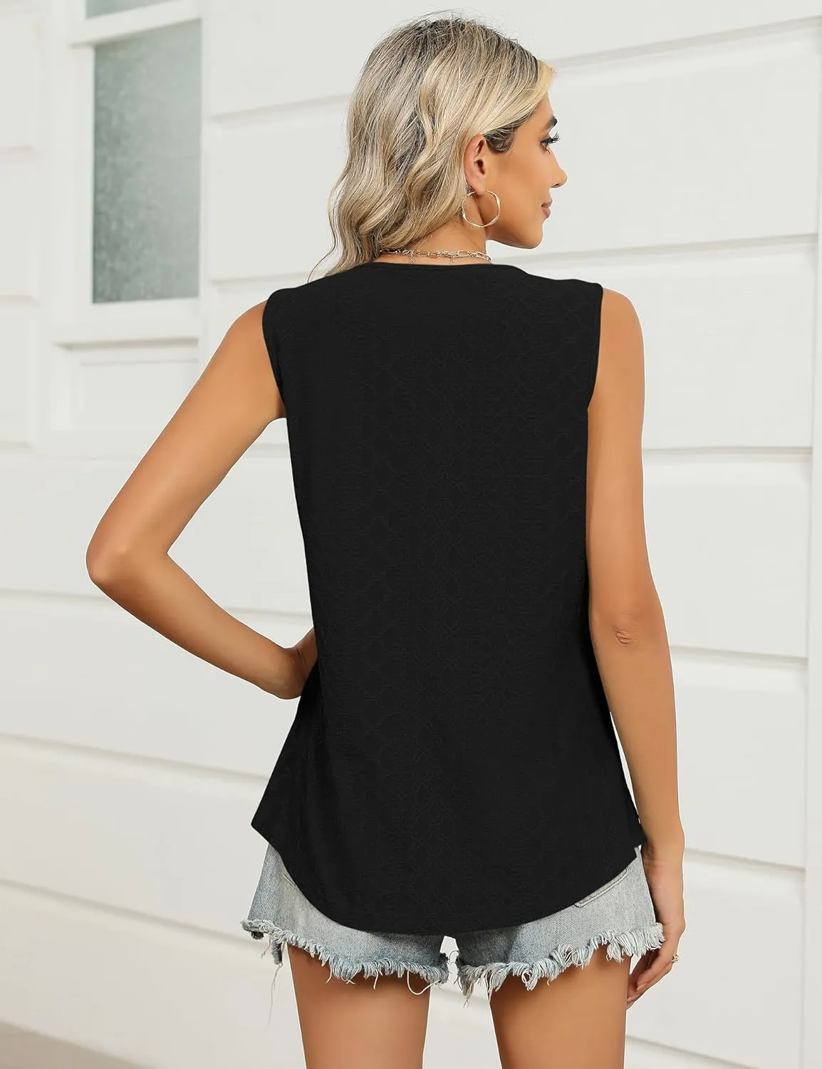 KTILG Summer Sleeveless Square Neck Tops Flowy Pleated Tunic Tank Tops for Women Loose Fit S-3XL…