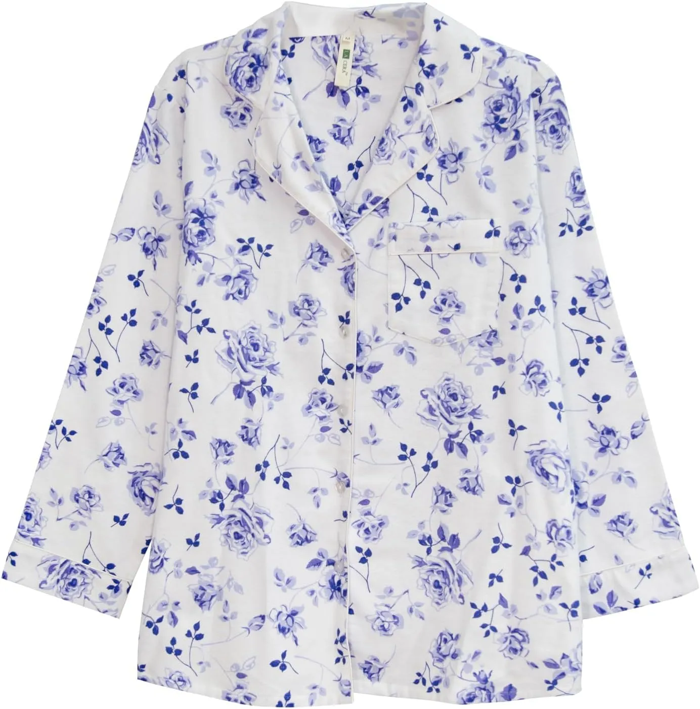 LA CERA Women's Cotton Lace Trimmed Cotton Flannel Pajama Set, 100% Cotton, Full Button Front Top, Long Sleeves
