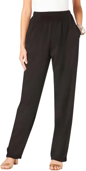 Ladies Women Straight Leg Trouser Elastic Waist Pants Casual Full Length Lounge Pants Loose Solid Color Trousers