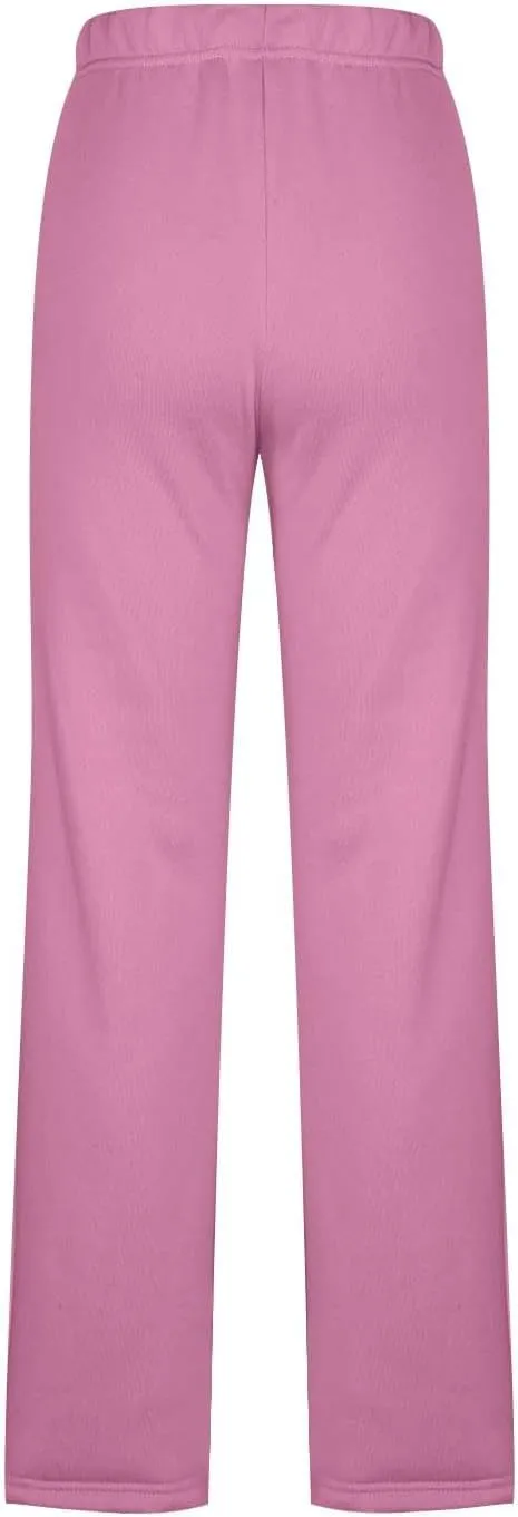 Ladies Women Straight Leg Trouser Elastic Waist Pants Casual Full Length Lounge Pants Loose Solid Color Trousers