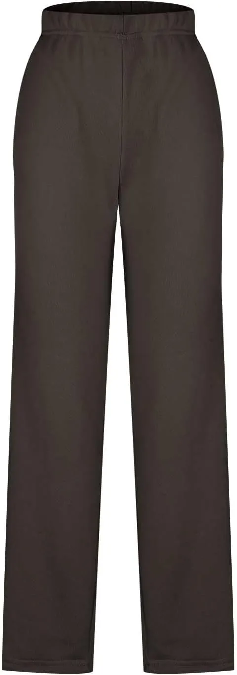 Ladies Women Straight Leg Trouser Elastic Waist Pants Casual Full Length Lounge Pants Loose Solid Color Trousers