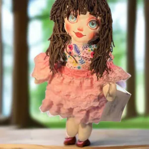 Lidia’s Bags Storytime Friends Handmade 18" Doll Brown Hair Pink Dress
