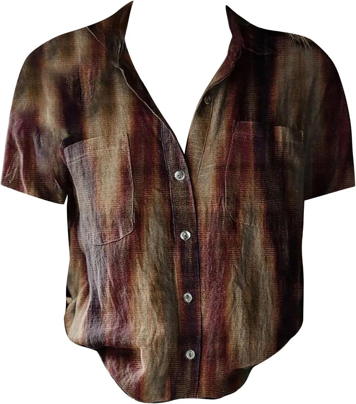 Linen Boho Tops for Women Boho Tops for Women 2025 Hippie Summer Short Sleeve Button Up Blouses Short Sleeve Shirts