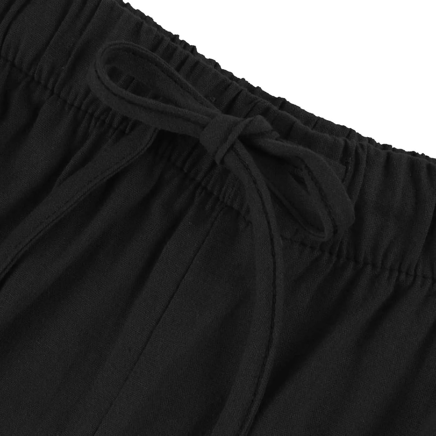 Linen Pants for Women, Wide Leg Palazzo Pants Drawstring Elastic Waist Trousers with Pockets, Beach Outfits for Women