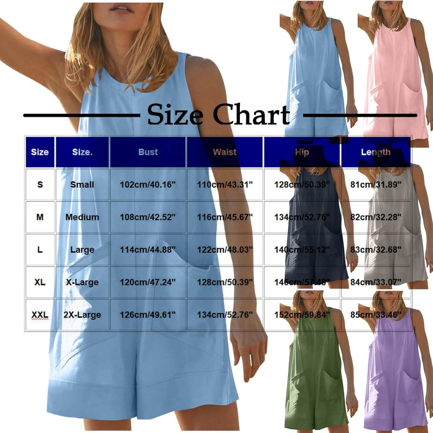 Linen Rompers For Women 2025 Summer Dressy Jumpsuits Casual Shorts Overalls Sexy Sleeveless Beach Romper With Pockets