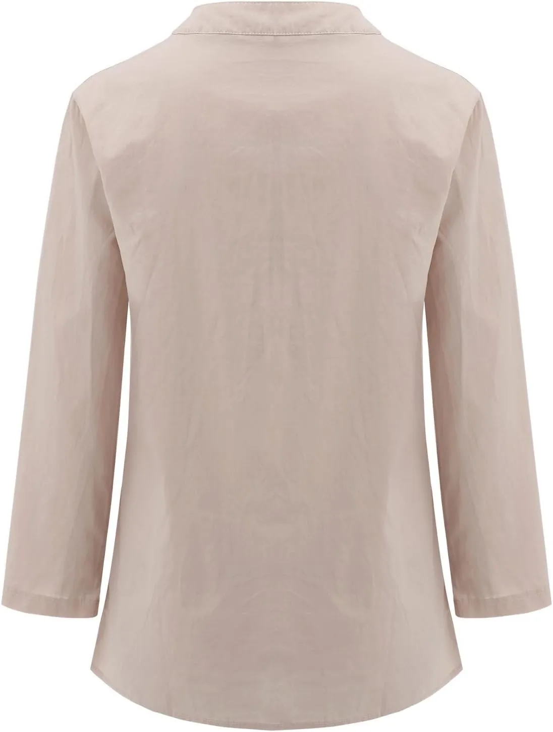 Linen Shirts for Women Casual V Neck Button Down Tshirt Loose Long Sleeve Blouses Summer Oversized Tops