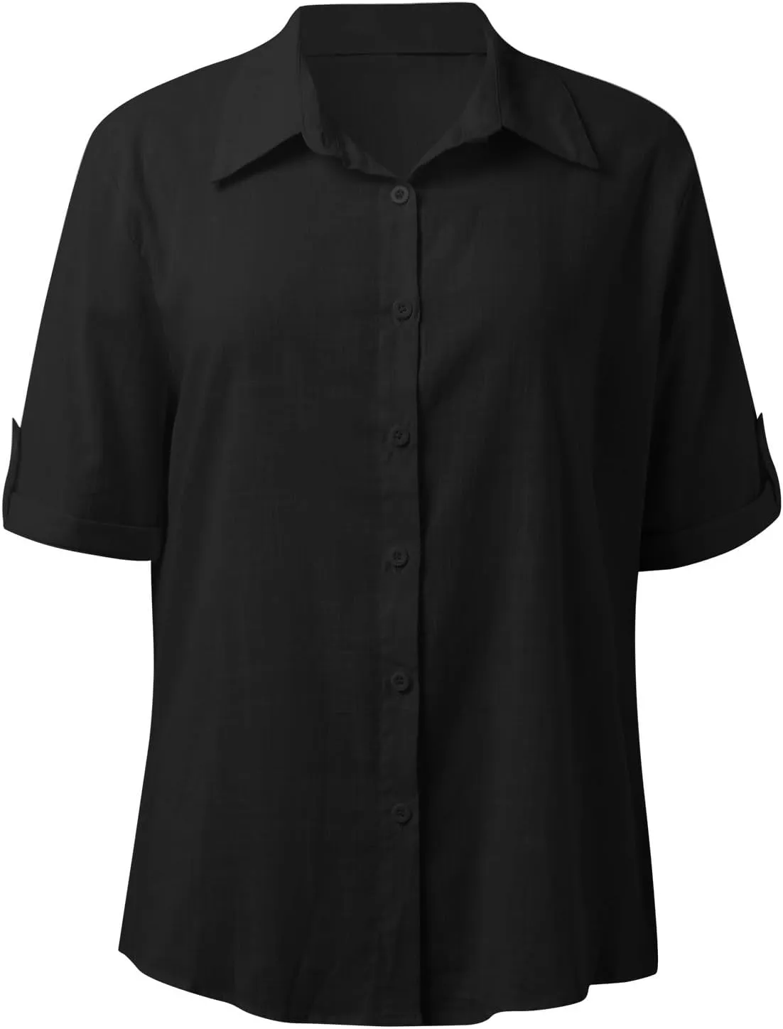 Linen Shirts for Women, Linen Button Down Shirt Women Summer Short Sleeve Gauze Tops Collared Casual Dressy Blouses