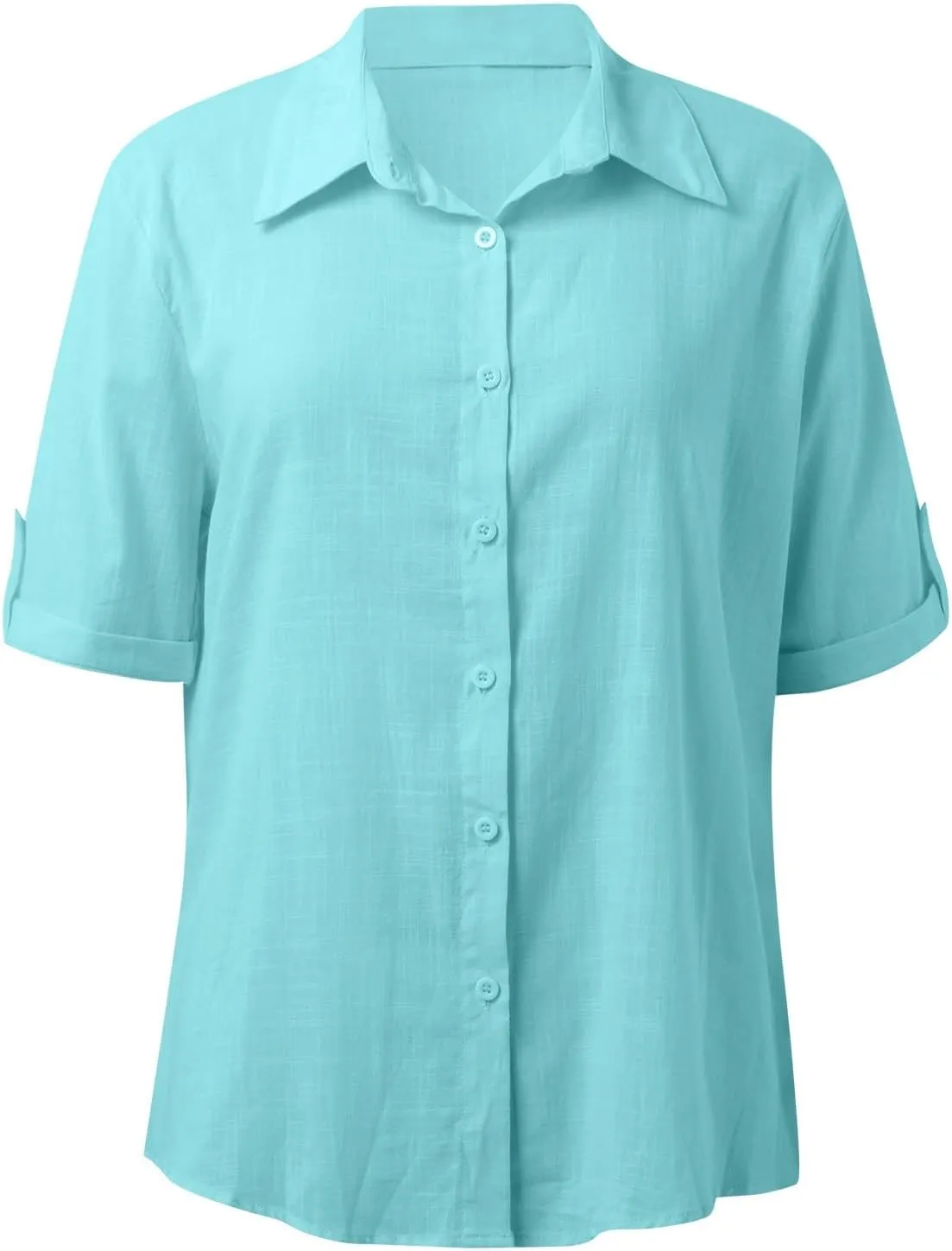 Linen Shirts for Women, Linen Button Down Shirt Women Summer Short Sleeve Gauze Tops Collared Casual Dressy Blouses
