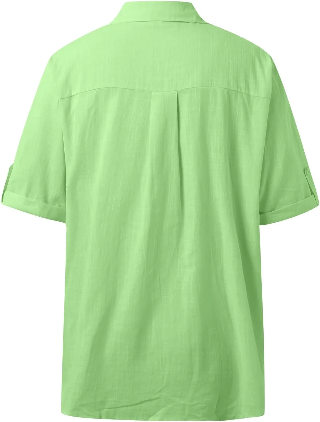 Linen Shirts for Women, Linen Button Down Shirt Women Summer Short Sleeve Gauze Tops Collared Casual Dressy Blouses