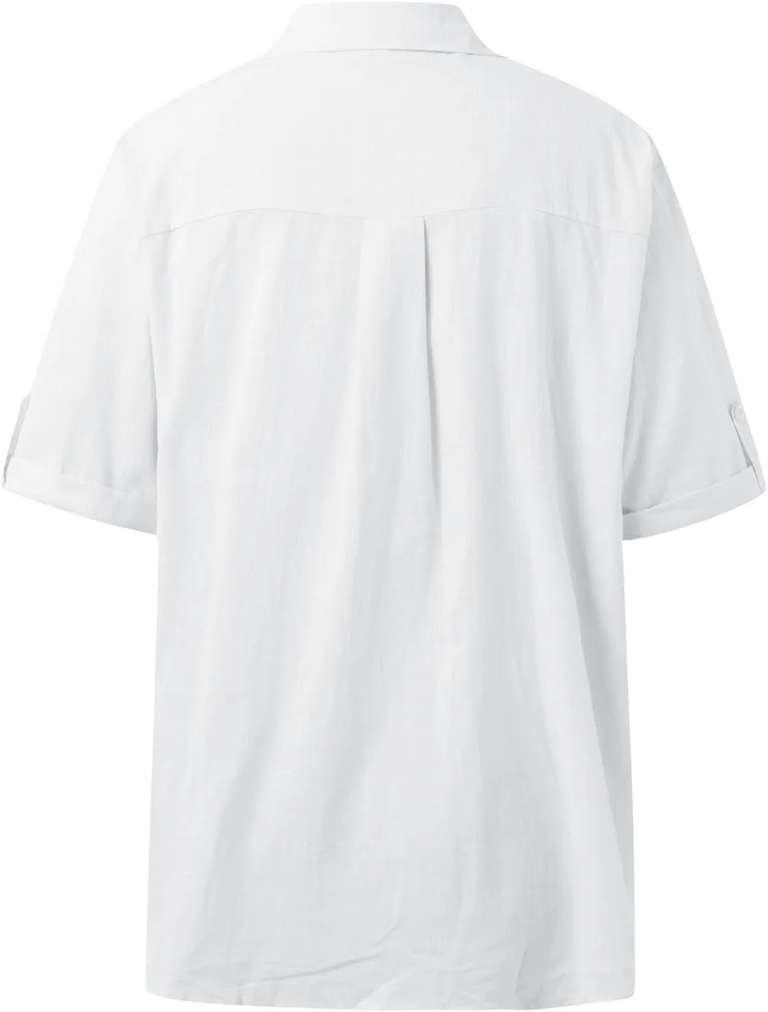 Linen Shirts for Women, Linen Button Down Shirt Women Summer Short Sleeve Gauze Tops Collared Casual Dressy Blouses
