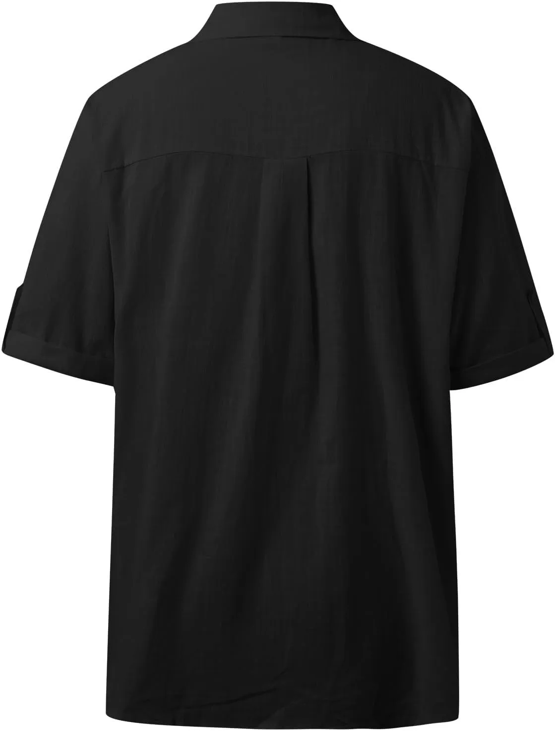 Linen Shirts for Women, Linen Button Down Shirt Women Summer Short Sleeve Gauze Tops Collared Casual Dressy Blouses
