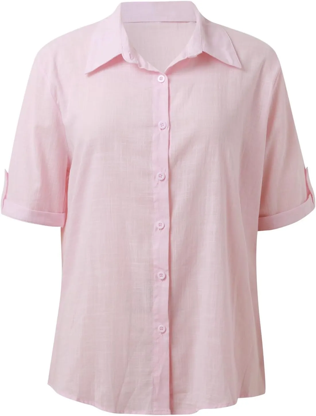 Linen Shirts for Women Summer, Linen Button Down Shirt Women Short Sleeve Collared Work Tops Casual Dressy Blouses