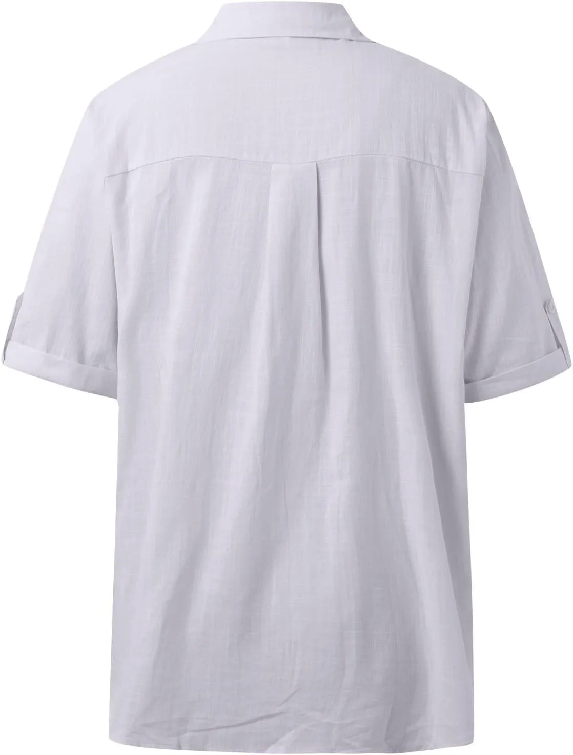 Linen Shirts for Women Summer, Linen Button Down Shirt Women Short Sleeve Collared Work Tops Casual Dressy Blouses