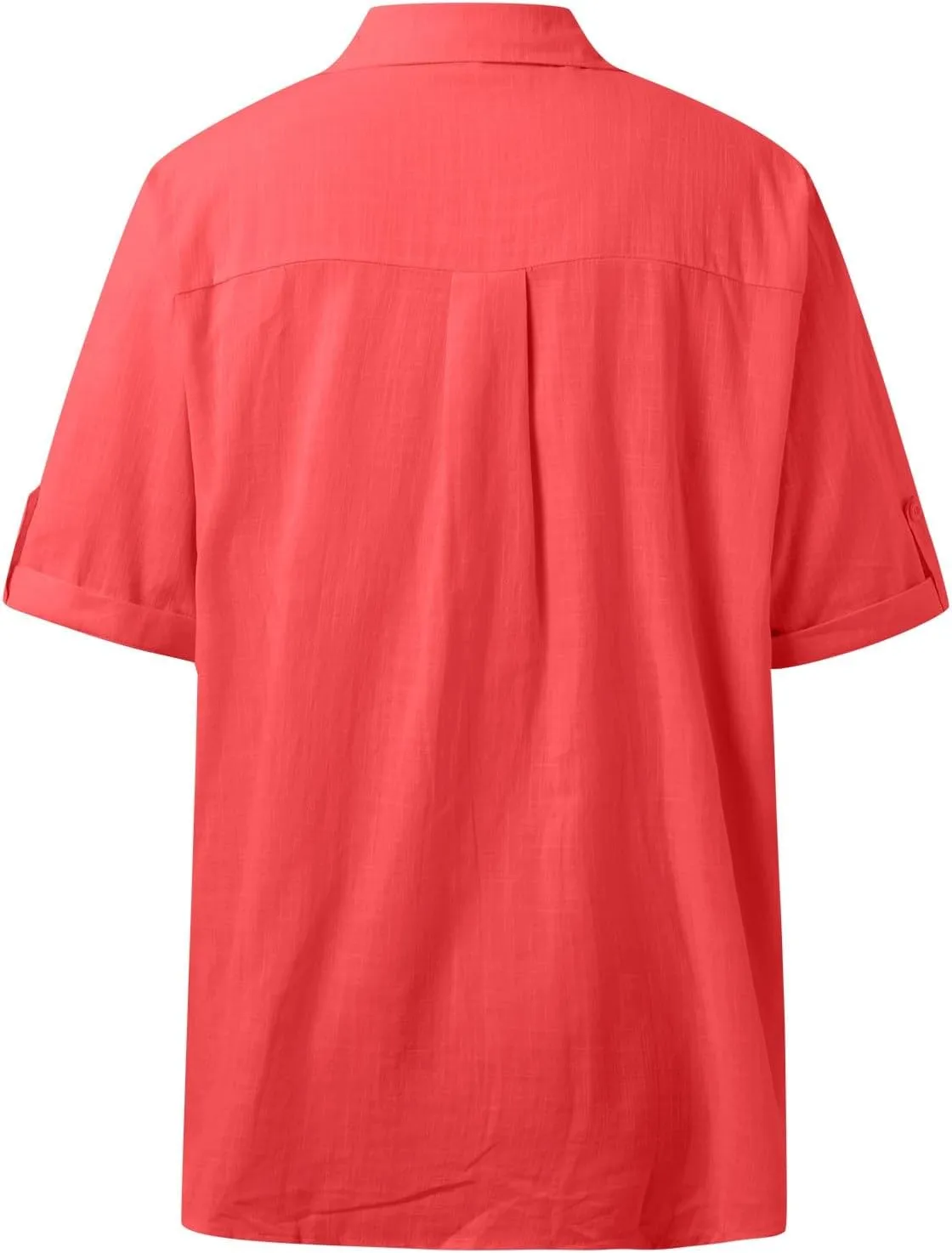 Linen Shirts for Women Summer, Linen Button Down Shirt Women Short Sleeve Collared Work Tops Casual Dressy Blouses