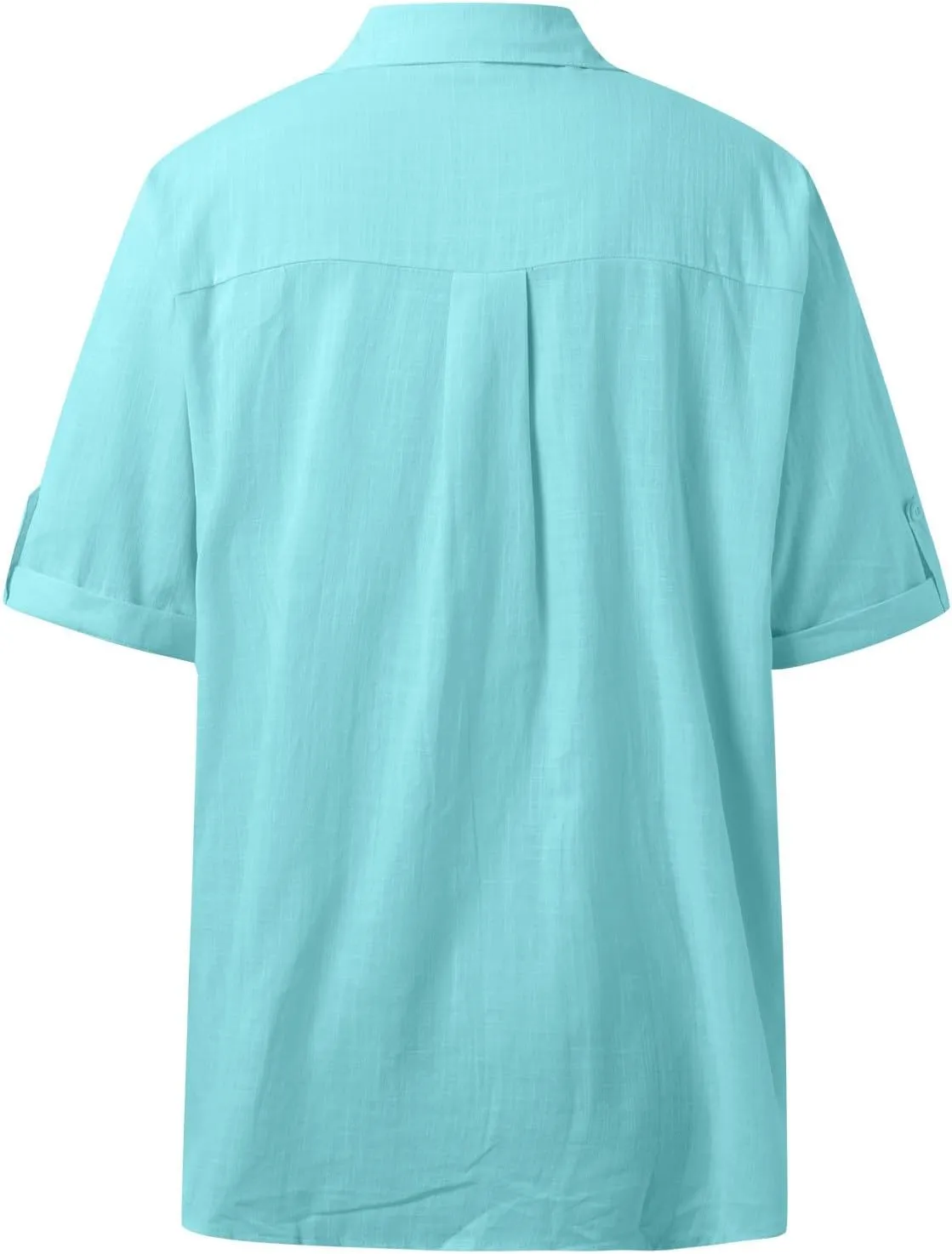 Linen Shirts for Women Summer, Linen Button Down Shirt Women Short Sleeve Collared Work Tops Casual Dressy Blouses