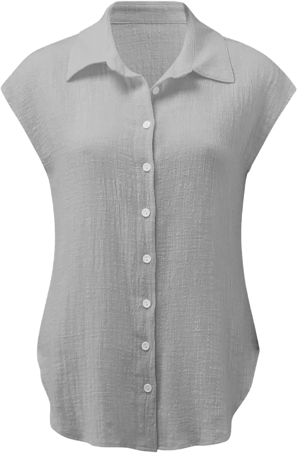 Linen Tops for Women Summer Button Down Shirts 2025 Trendy Work Shirt Tees Casual Short Sleeve Loose T-Shirts