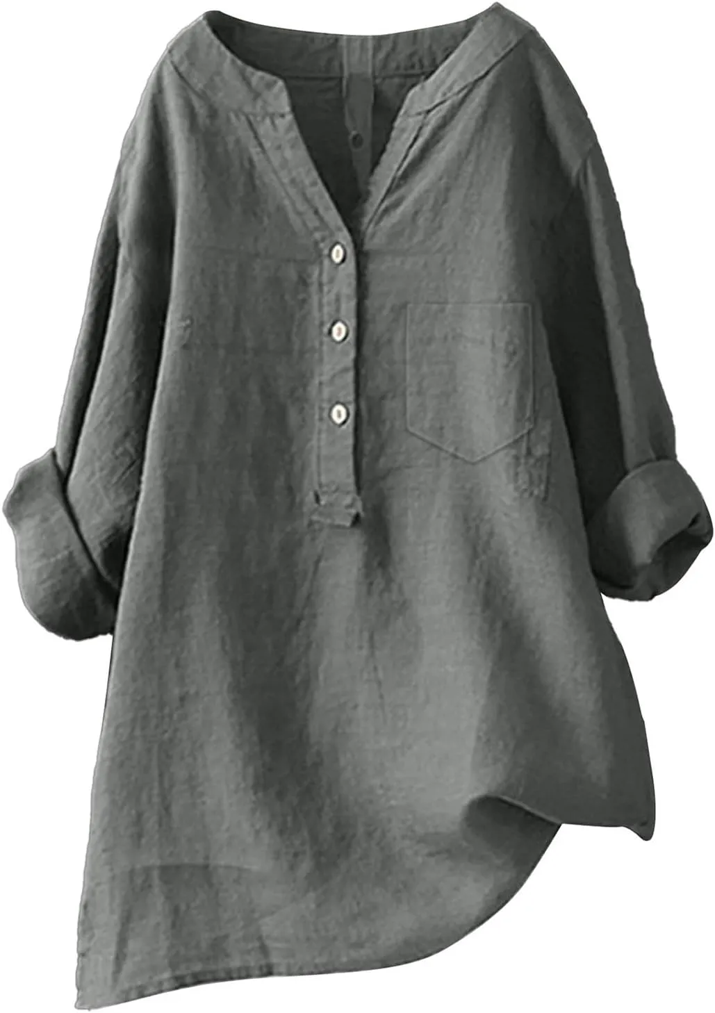 Linen Womens Clothing Lady Spring Outfits 100% Cotton Tank Tops, for Girls Female Blouses V Neck Casual Long Sleeve Tops