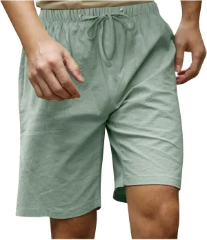 Loose Fit for Mens Summer Fall Linen Track Gym Beach Running Hawaiian Tropical Straight Leg Plain Shorts Mens 2025