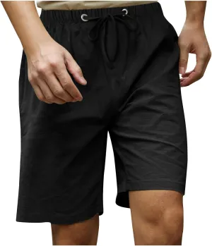 Loose Fit Shorts for Mens Fall Summer Linen Track Gym Beach Hawaiian Tropical Straight Leg Plain Shorts Mens 2025