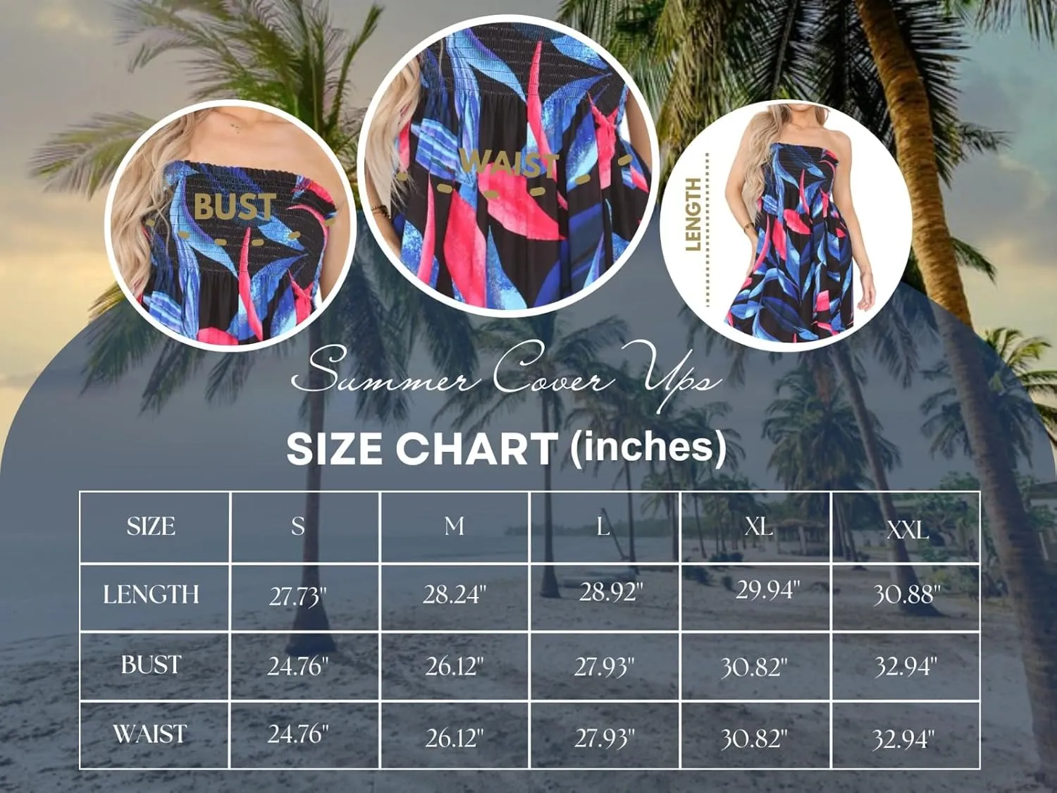 Loxdonz Summer Dresses for Women Strapless Boho Floral Print Sundress Tube Top Dress Beach Cover Ups