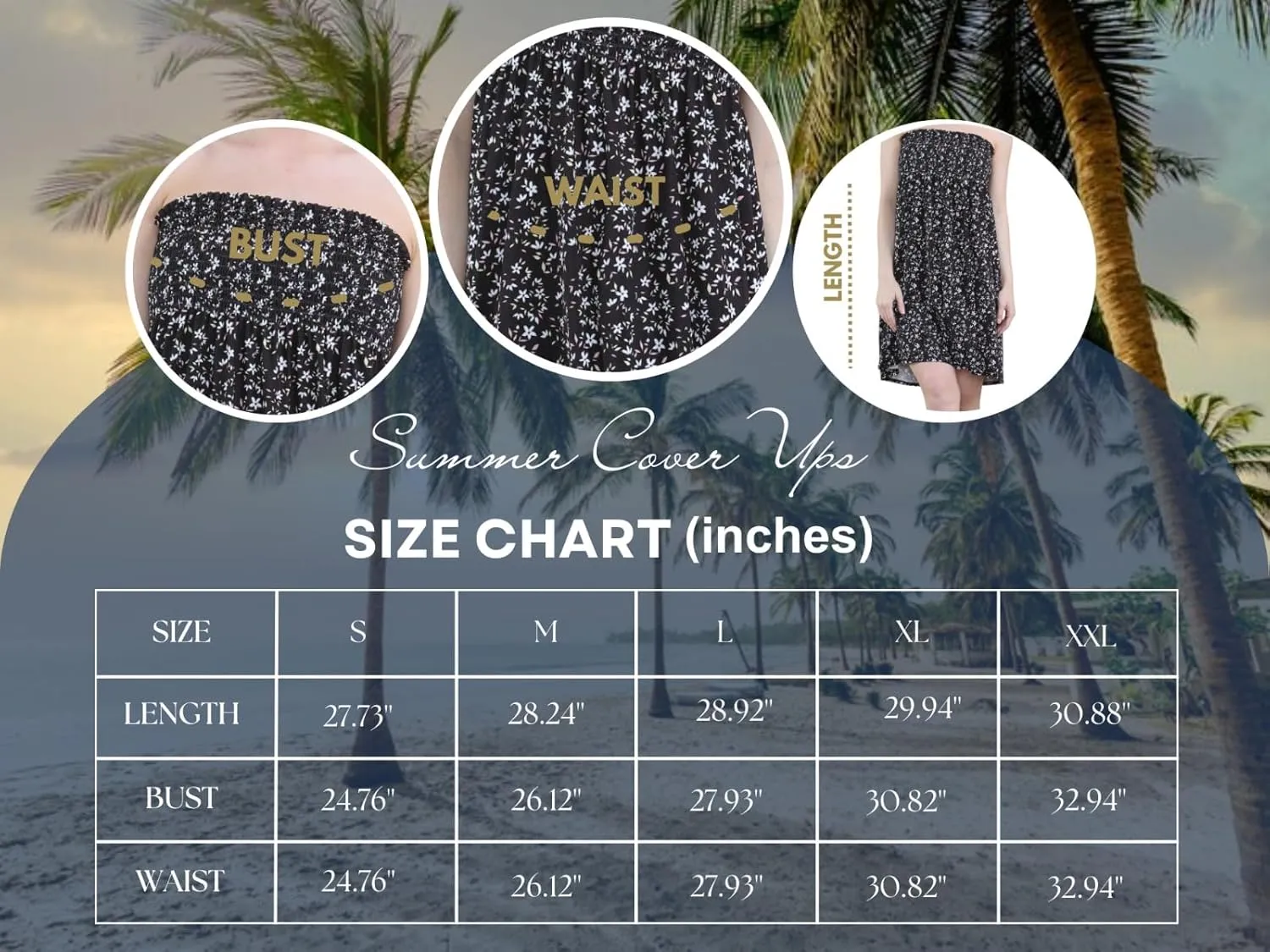 Loxdonz Summer Dresses for Women Strapless Boho Floral Print Sundress Tube Top Dress Beach Cover Ups