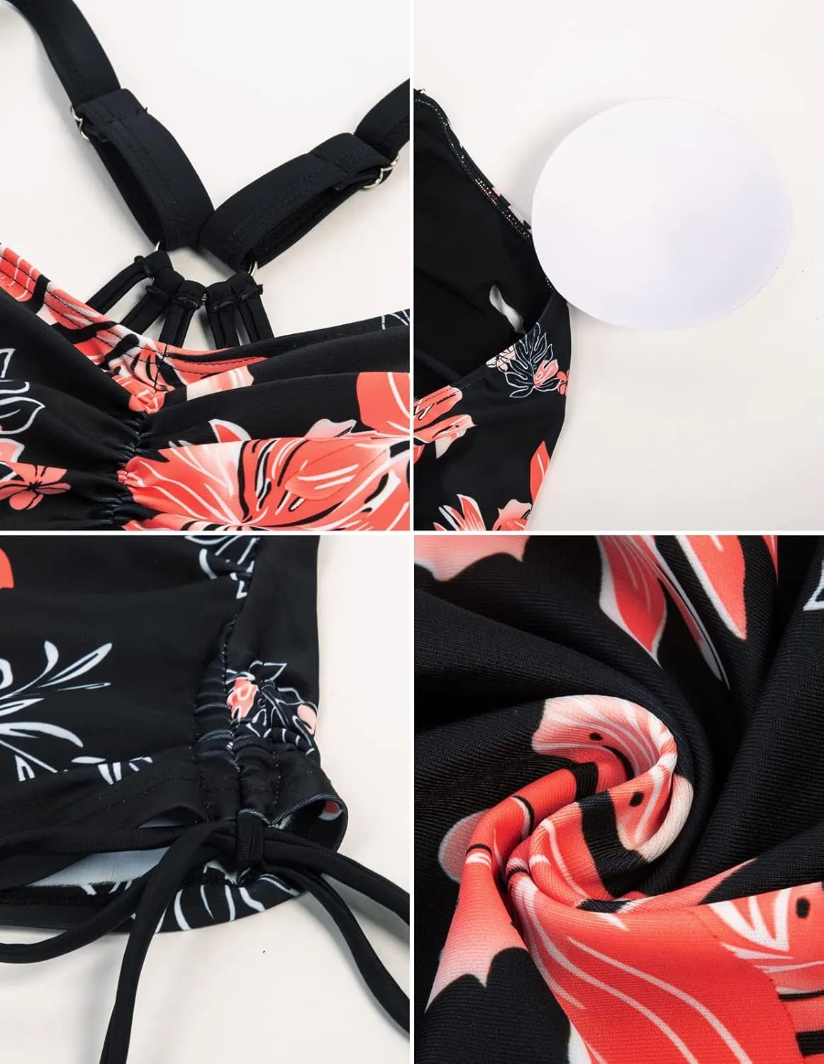 Maacie Maternity Athletic Tankini Swimsuits Two Piece Floral Print Ruched Tops with Shorts