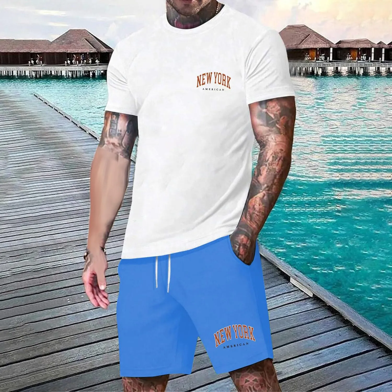 Mens 2 Piece Short Set Men Beach Outfits Sets Summer Fashion 2025 Outfit Two Linen Big and Tall for Shorts Shirt