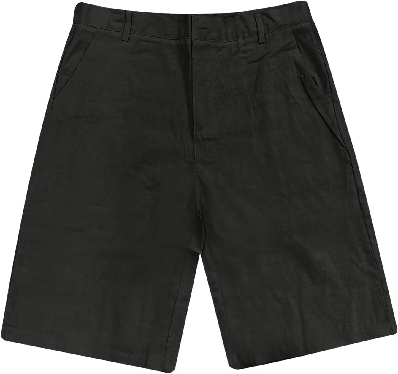 Mens Cotton Linen Shorts Solid Color Lightweight Breathable Summer Casual Lounge Shorts