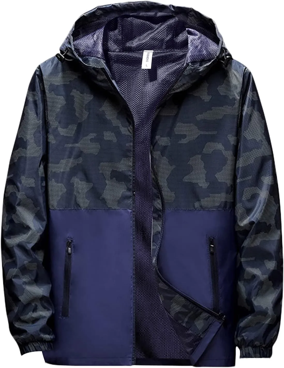 Mens Hooded Military Jacket Fashion Print Waterproof Raincoat Big and Tall Tactical Jacket Coats Windproof Golf Jacket
