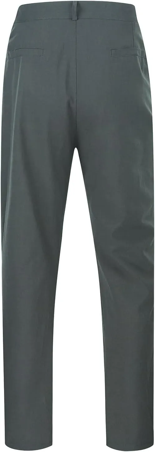 Men's Linen Blend Dress Pants Lightweight Straight Leg Casual Trouser Summer Breathable Comfy Beach Pants