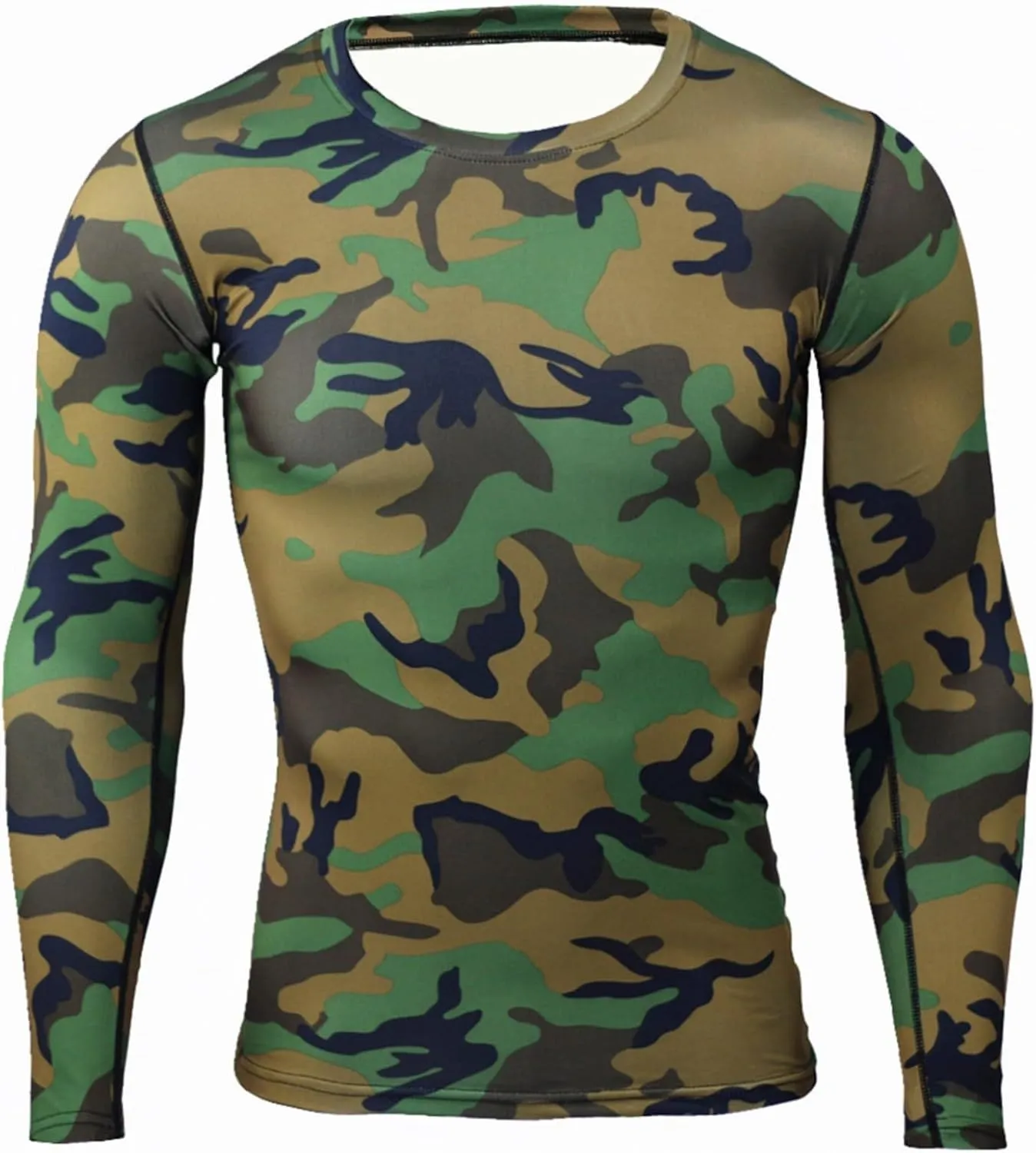 Mens Military Shirt Long Sleeve Camo Army Tactical Tops Fall Winter Tee Long Underwear Top Outdoor Hiking Shirts