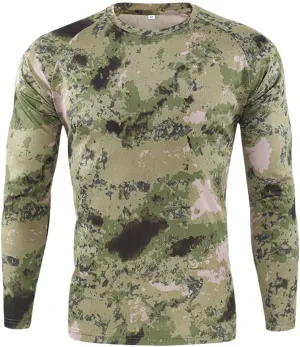 Mens Military Shirt Long Sleeve Camo Army Tactical Tops Fall Winter Tee Long Underwear Top Outdoor Hiking Shirts