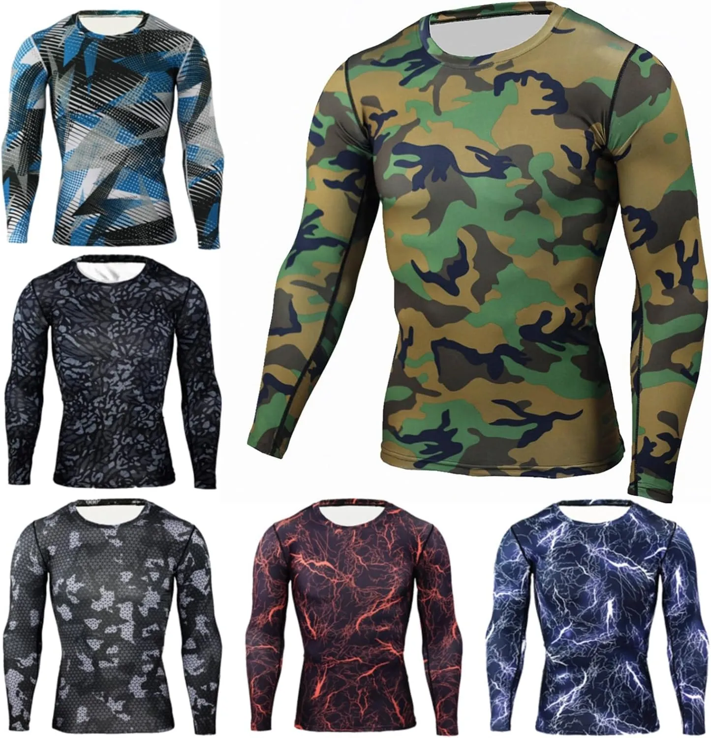 Mens Military Shirt Long Sleeve Camo Army Tactical Tops Fall Winter Tee Long Underwear Top Outdoor Hiking Shirts