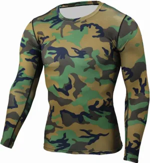 Mens Military Shirt Long Sleeve Camo Army Tactical Tops Fall Winter Tee Long Underwear Top Outdoor Hiking Shirts