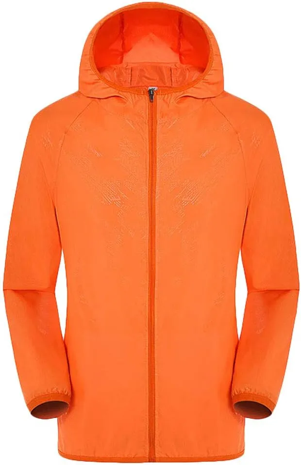 Mens Womens Waterproof Rain Jacket Unisex Casual Full-Zip Raincoat Packable Hooded Outdoor Rainproof Fishing Tops