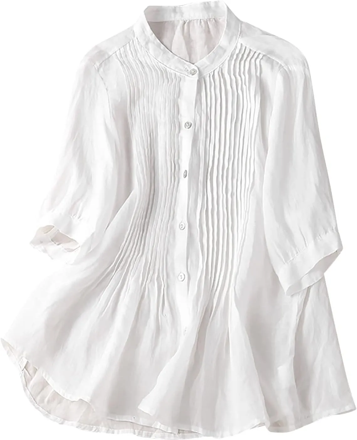 Mexican Shirts for Women Summer Embroidered Blouse Casual Short Sleeve Round Neck Top Cotton Linen Shirt