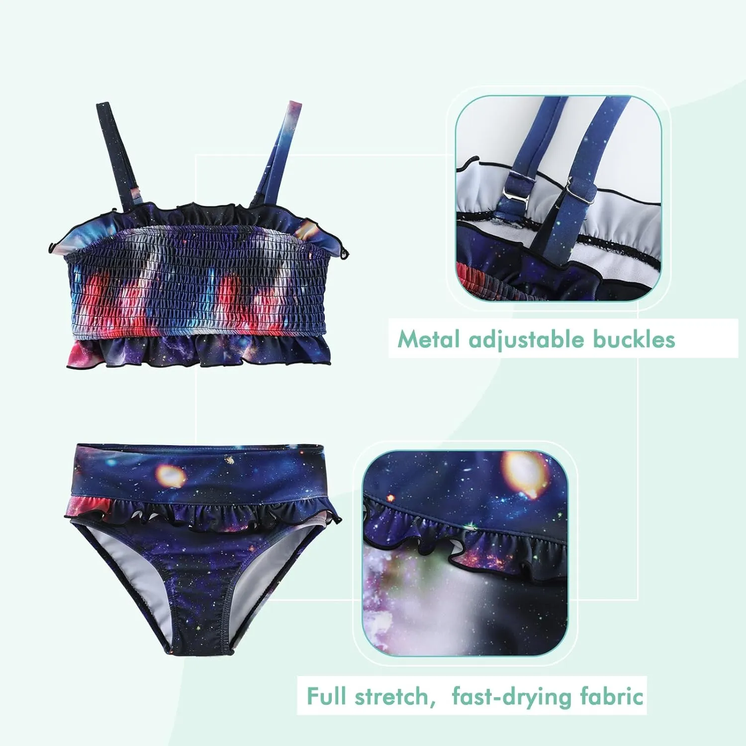 Moon Tree Girls Two Piece Bikini Swimsuits Bathing Suit Athletic Swim Suit