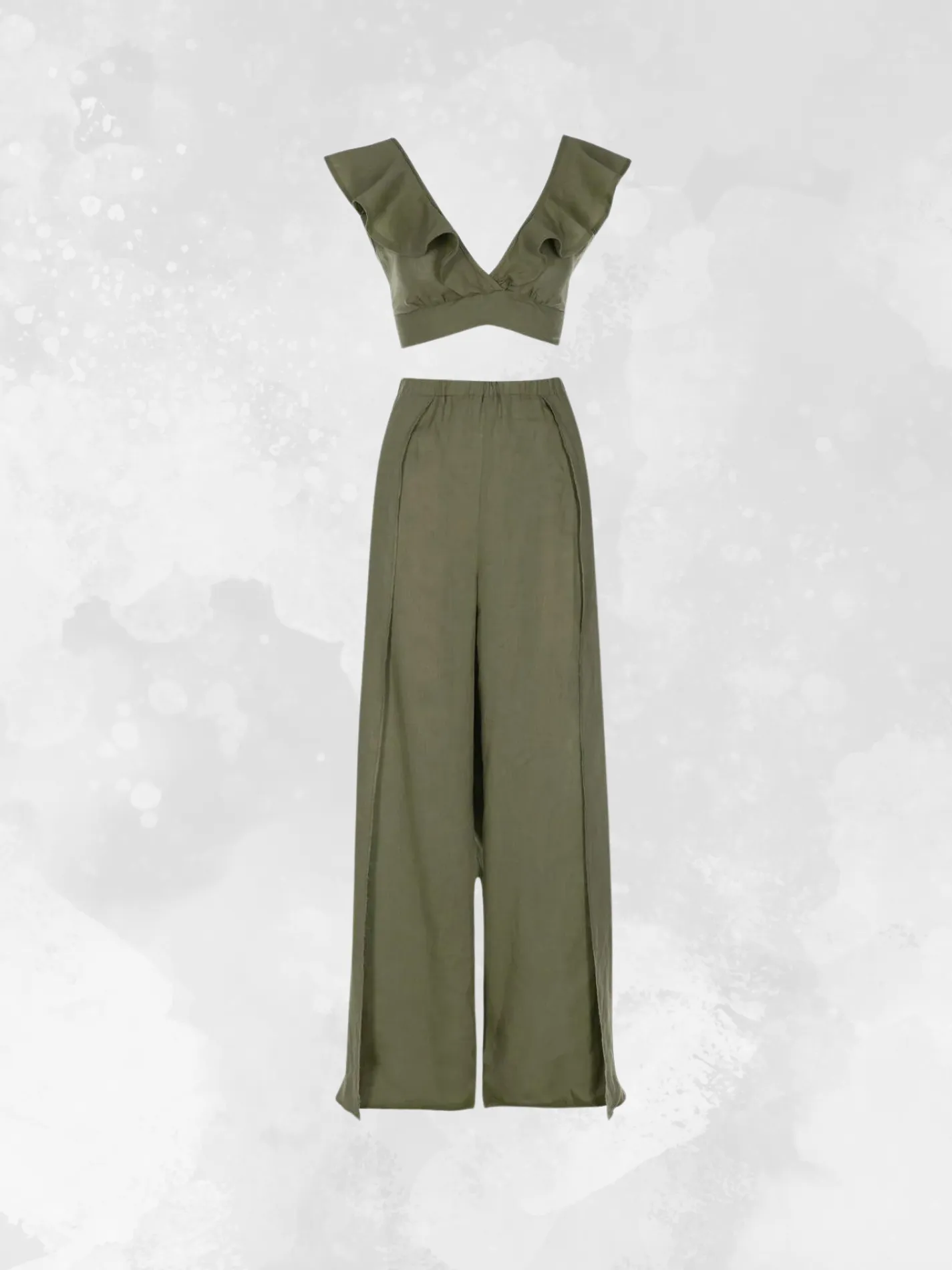 Mykonos Split Pants - Moss
