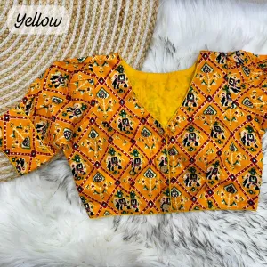 Navratri Traditional Garba Spl. Patola Print Cotton Blouse For Women's
