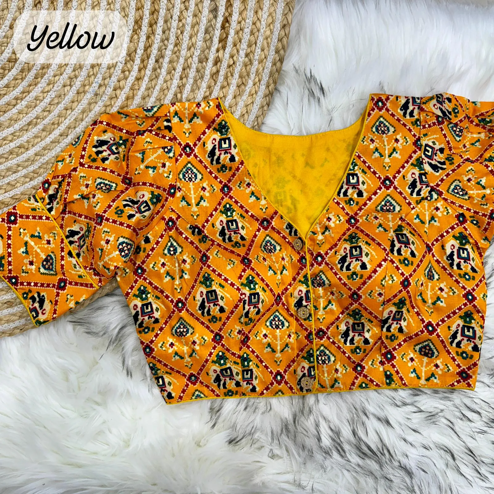 Navratri Traditional Garba Spl. Patola Print Cotton Blouse For Women's