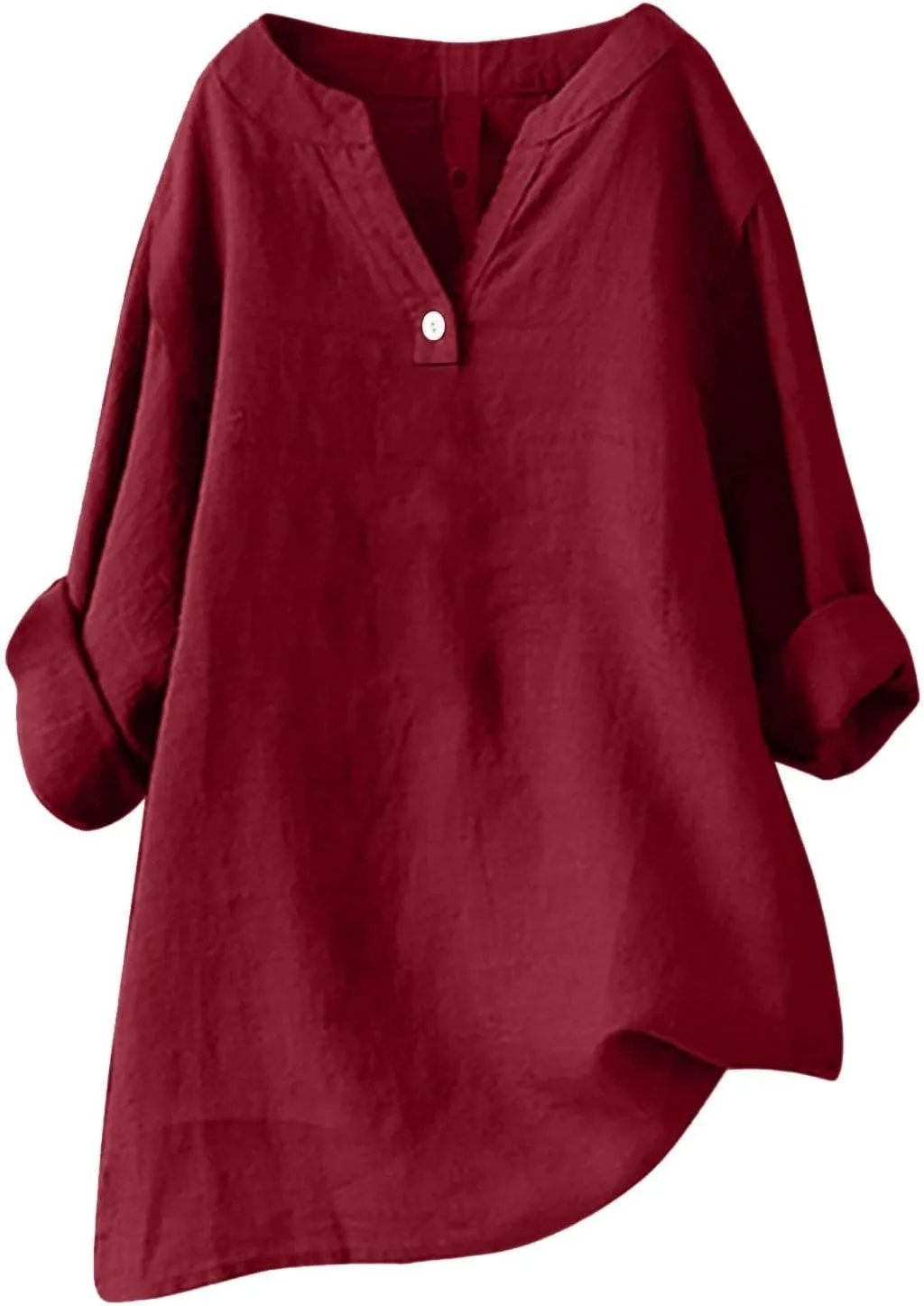NBXNZWF Womens Cotton Linen Shirts 3/4 Sleeve Summer Loose Casual Tunic Button Down Office Work Lightweight Gauze Blouses